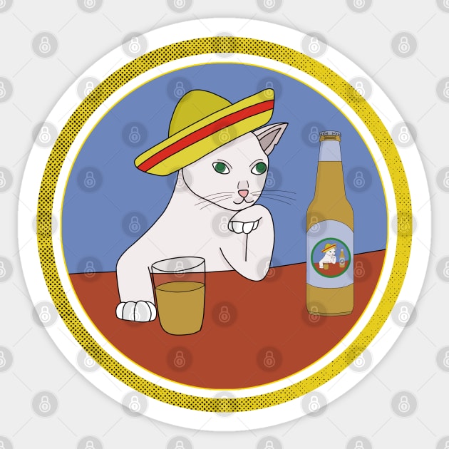 A cat Wearing a Sombrero and Drinking Sticker by DiegoCarvalho